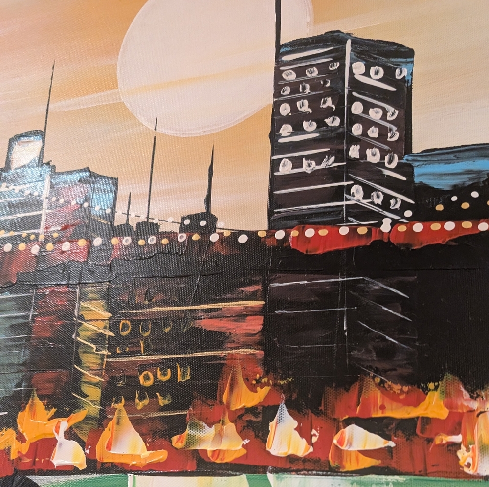 Large Abstract NYC Skyline Triptych - 3 Panel Canvas Wall Art 48x32 - New York - Picture 14 of 14